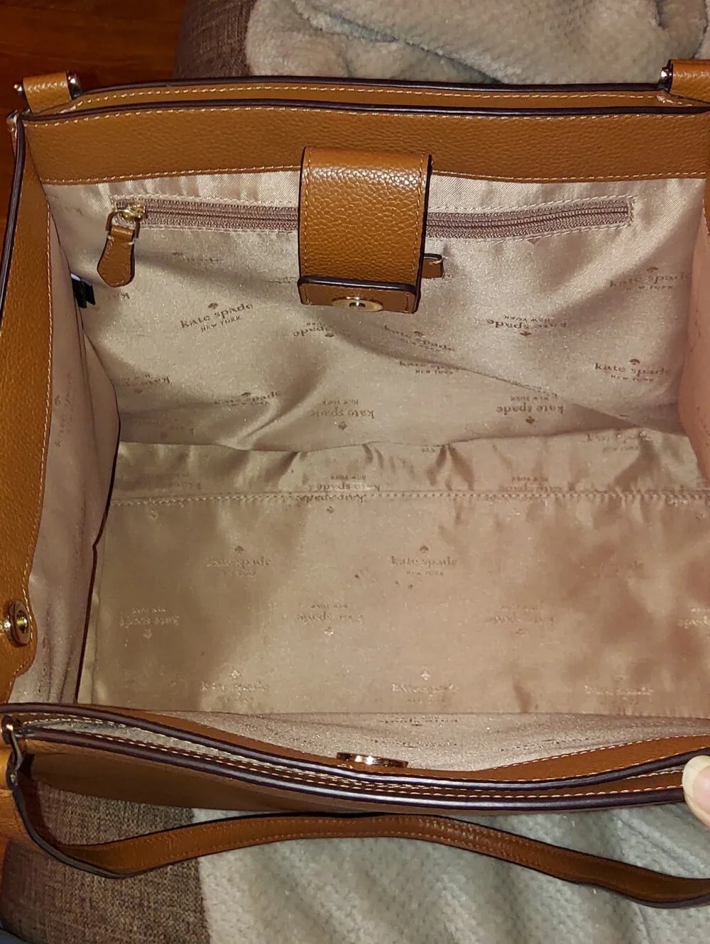 Kate Spade Tan Leather Laptop Tote Bag